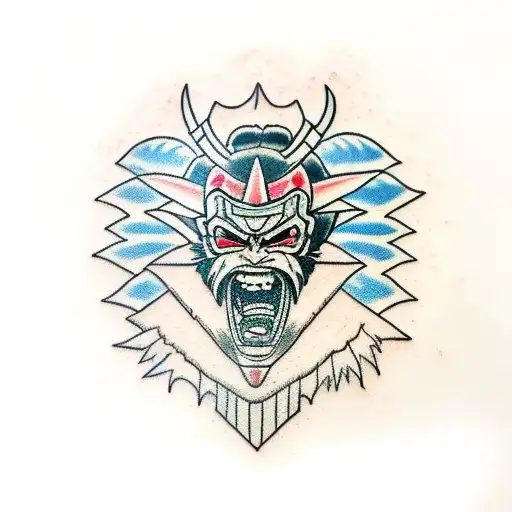 oni mask sasuke mangekyou sharingan tattoo design idea