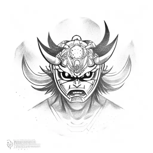 oni mask with sasuke mangekyou sharingan eyes  tattoo design idea