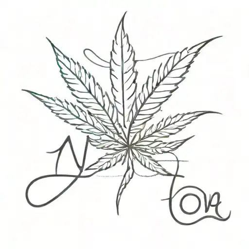 cannabis love tattoo design idea