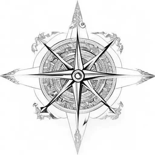 An intricate compass design with the coordinates of a special place you shared with your grandpa tattoo design idea