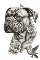  xl American bully  with a rose with a dove flying tattoo design idea