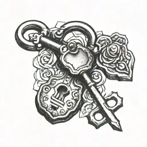 keys and lock  tattoo design idea