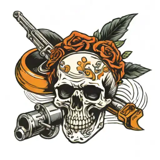 skull driver racing tattoo design idea