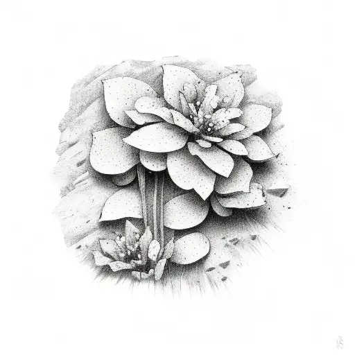 stone wall with flowers tattoo design idea