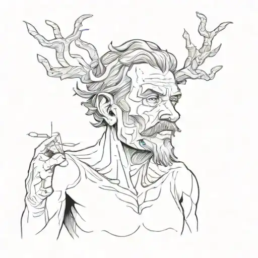 drunk imaginary man holding tattoo design idea