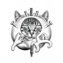 Anatomically correct cat heart with scientific equations around it tattoo design idea