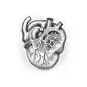 Anatomically correct cat heart with scientific equations around it tattoo design idea