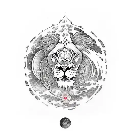 the moon, love, one lion , one gemini zodiac sign tattoo design idea