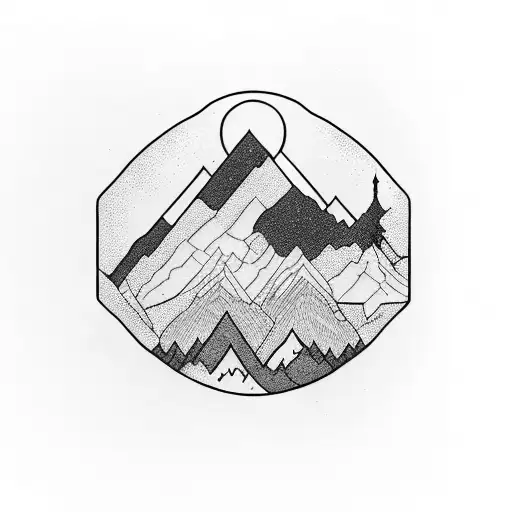 A mountain range formed by the outlines of famous historical figures tattoo design idea