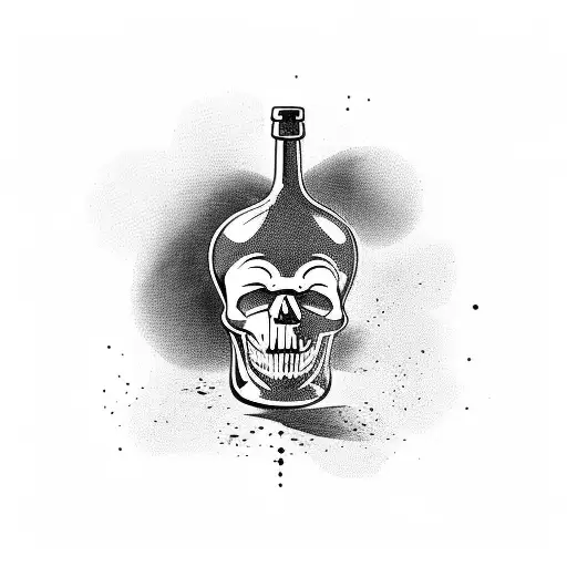 an alcohol bottle with a skull tattoo design idea