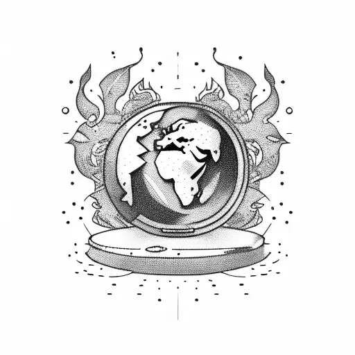 A whimsical design combining a globe and a pixelated joystick tattoo design idea