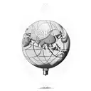 A whimsical design combining a globe and a pixelated joystick tattoo design idea