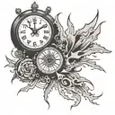 broken clock showing 11:09 tattoo design idea