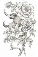 Taurus flower stemming from Sagittarius flower tattoo design idea