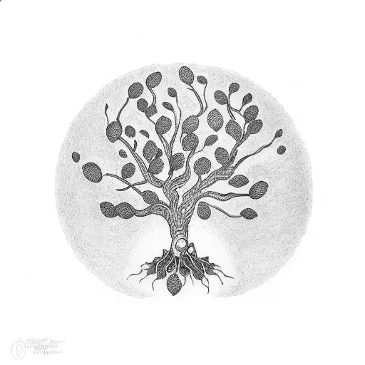 A coffee bean sprouting into a musical tree tattoo design idea