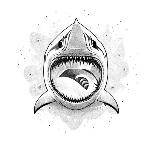 hungry shark with mouth open  tattoo design idea