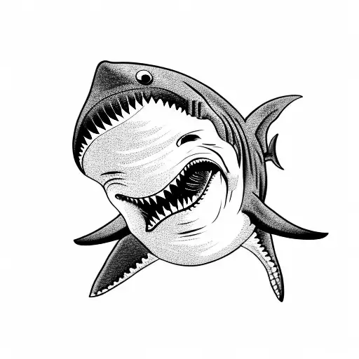 hungry shark with mouth open  tattoo design idea