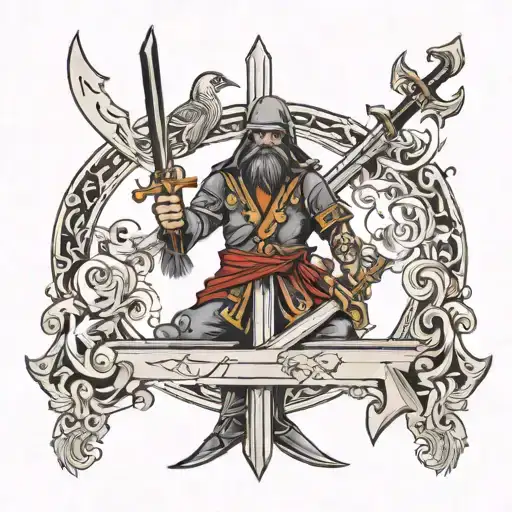 I would like to use a tattoo for a brotherhood of "people" based on the 3 mpusketeers with a sword. tattoo design idea