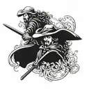 Create a tattoo based on the three musketeers for a group of 3 people. This tattoo should be discreet. tattoo design idea