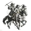 Create a tattoo based on the three musketeers for a group of 3 people. This tattoo should be discreet. tattoo design idea