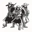 Create a tattoo based on the three musketeers for a group of 3 people. This tattoo should be discreet. tattoo design idea