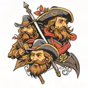 Create a tattoo based on the three musketeers for a group of 3 people. This tattoo should be discreet. tattoo design idea