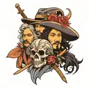 Create a tattoo based on the three musketeers for a group of 3 people. This tattoo should be discreet. tattoo design idea
