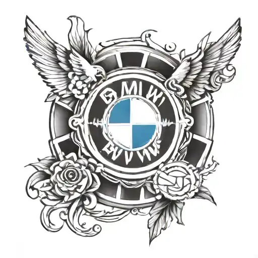 bmw logo incorporating elements tattoo design idea