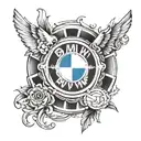 bmw logo incorporating elements tattoo design idea
