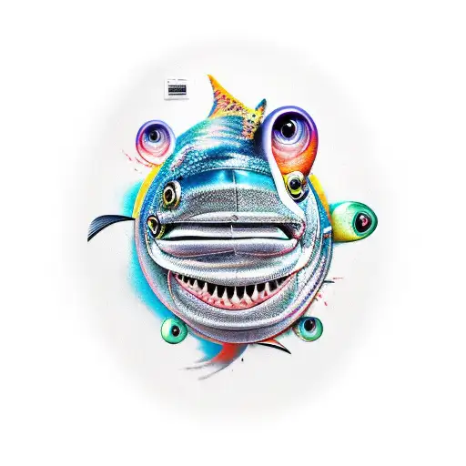 long thing tuna fish colored tattoo design idea