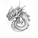 dragon with roses tattoo design idea