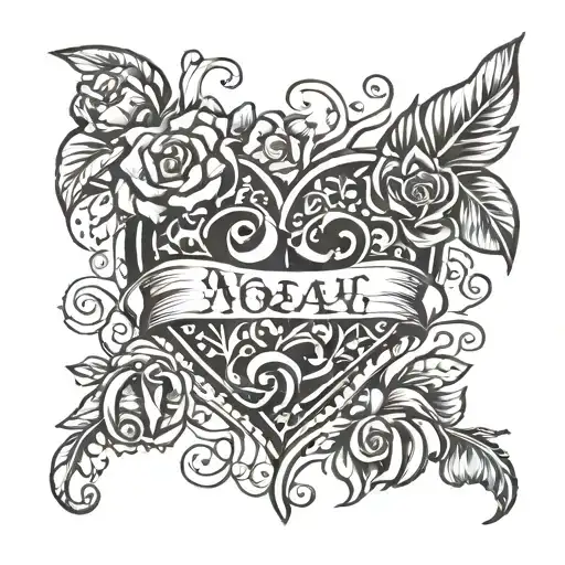heart names incorporated Noah Ryan Lisa  tattoo design idea