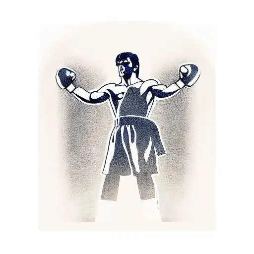 rocky balboa on his back with his fist raised on the steps of philadelphia tattoo design idea