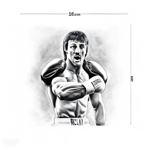 rocky balboa on his back with his fist raised on the steps of philadelphia tattoo design idea