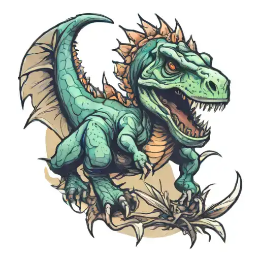 clit and dinosaur combination tattoo tattoo design idea