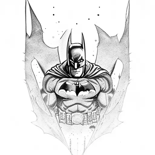 batman with skulls and guns  tattoo design idea