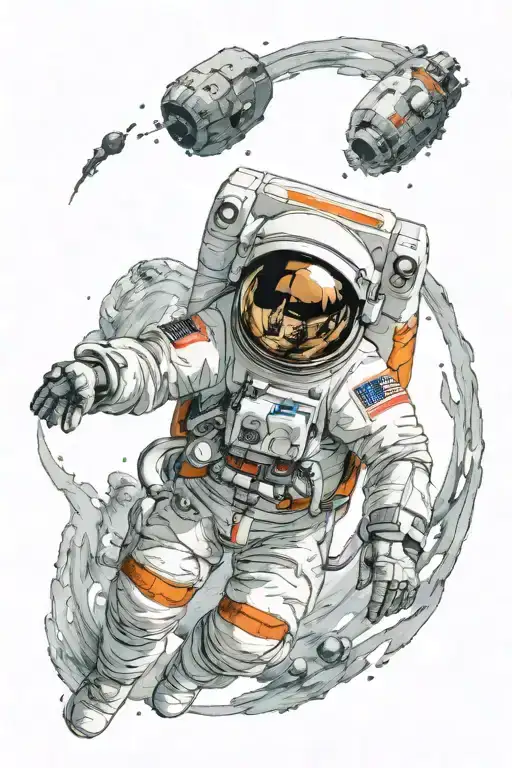 astronaut floating in space tattoo design idea