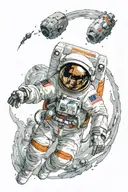 astronaut floating in space tattoo design idea