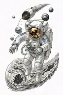 astronaut floating in space tattoo design idea