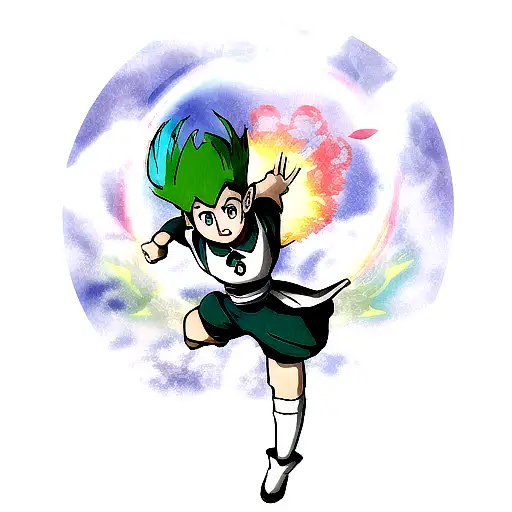 Anime character dressed as Avatar Air bender tattoo design idea