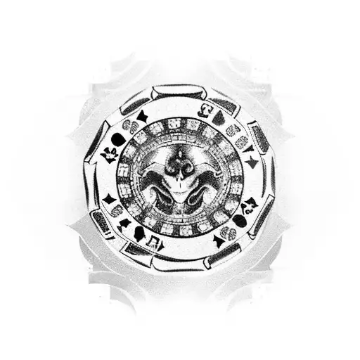 A stack of poker chips with a pair of crossed pistols on top tattoo design idea