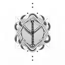 A detailed illustration of a bike chain morphing into a money sign tattoo design idea