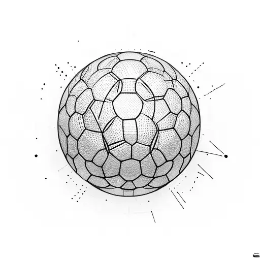 A soccer ball with a cross pattern and a deep house music equalizer tattoo design idea