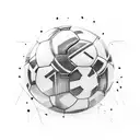 A soccer ball with a cross pattern and a deep house music equalizer tattoo design idea