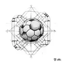 A soccer ball with a cross pattern and a deep house music equalizer tattoo design idea