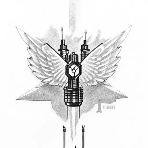 spark plug with wings tattoo design idea