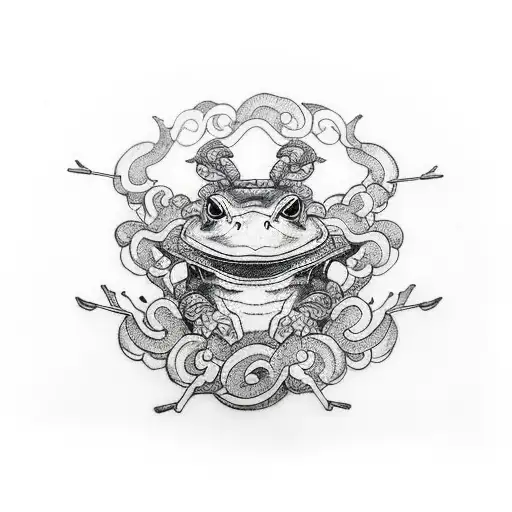 samurai frog  tattoo design idea