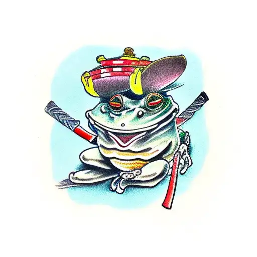 samurai frog  tattoo design idea