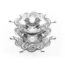 samurai frog  tattoo design idea