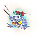 samurai frog  tattoo design idea
